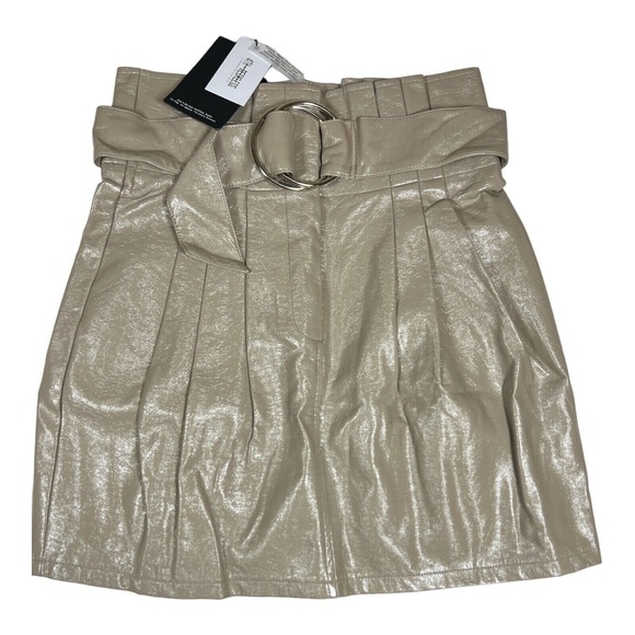 4th & Reckless Faux Leather Pleated Mini Skirt Size 6 + Belt High Waist - Picture 1 of 5